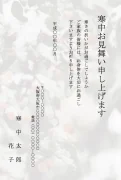 雪が積もった木の写真デザインの寒中見舞いテンプレート
