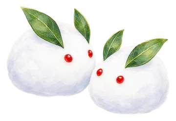 寒中見舞いのイラスト素材：南天の雪うさぎ